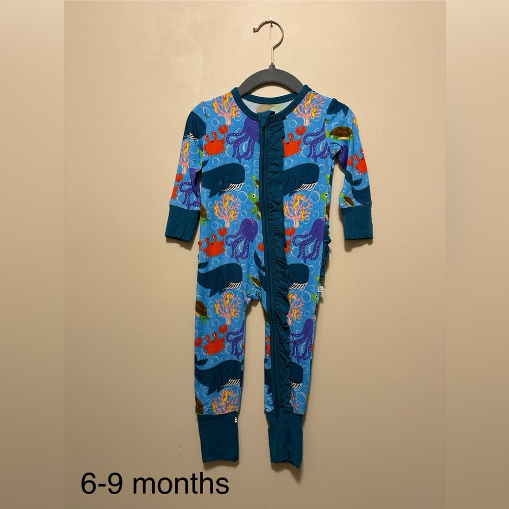 Snuggle Bums ocean ruffle bamboo zippy